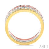 1/2 Ctw Round Cut Diamond Band in 14K Tri Color Gold