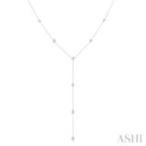 1/2 Ctw Bezel Set Round Cut Diamond Y-Shape Lariat Station Necklace in 14K White Gold