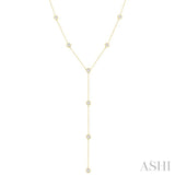 1 Ctw Bezel Set Round Cut Diamond Y-Shape Lariat Station Necklace in 14K Yellow Gold