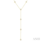 1 Ctw Bezel Set Round Cut Diamond Y-Shape Lariat Station Necklace in 14K Yellow Gold