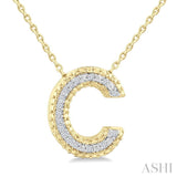 1/20 Ctw Bubble Accent Initial 'C' Round Cut Diamond Fashion Pendant With Chain in Yellow Gold Vermeil