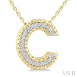 1/20 Ctw Bubble Accent Initial 'C' Round Cut Diamond Fashion Pendant With Chain in Yellow Gold Vermeil
