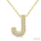 1/20 Ctw Bubble Accent Initial 'J' Round Cut Diamond Fashion Pendant With Chain in Yellow Gold Vermeil