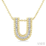 1/20 Ctw Bubble Accent Initial 'U' Round Cut Diamond Fashion Pendant With Chain in Yellow Gold Vermeil