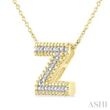 1/20 Ctw Bubble Accent Initial 'Z' Round Cut Diamond Fashion Pendant With Chain in Yellow Gold Vermeil