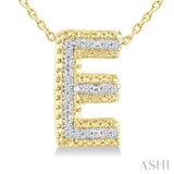 1/20 Ctw Bubble Accent Initial 'E' Round Cut Diamond Fashion Pendant With Chain in Yellow Gold Vermeil