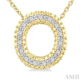 1/20 Ctw Bubble Accent Initial 'O' Round Cut Diamond Fashion Pendant With Chain in Yellow Gold Vermeil