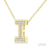 1/20 Ctw Bubble Accent Initial 'I' Round Cut Diamond Fashion Pendant With Chain in Yellow Gold Vermeil