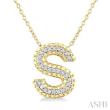 1/20 Ctw Bubble Accent Initial 'S' Round Cut Diamond Fashion Pendant With Chain in Yellow Gold Vermeil