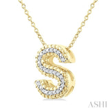 1/20 Ctw Bubble Accent Initial 'S' Round Cut Diamond Fashion Pendant With Chain in Yellow Gold Vermeil