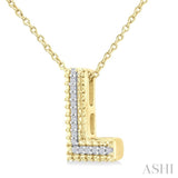 1/20 Ctw Bubble Accent Initial 'L' Round Cut Diamond Fashion Pendant With Chain in Yellow Gold Vermeil