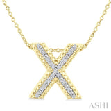 1/20 Ctw Bubble Accent Initial 'X' Round Cut Diamond Fashion Pendant With Chain in Yellow Gold Vermeil