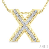 1/20 Ctw Bubble Accent Initial 'X' Round Cut Diamond Fashion Pendant With Chain in Yellow Gold Vermeil