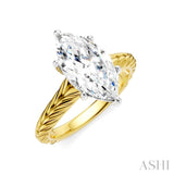 1/10 Ctw Marquise Shape Round Cut Diamond Akari Wheat Shank Semi-Mount Engagement Ring in 14K Yellow and White Gold