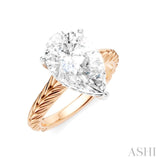 1/10 Ctw Pear Shape Round Cut Diamond Akari Wheat Shank Semi-Mount Engagement Ring in 14K Rose and White Gold