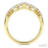 1/2 Ctw Twin Row Marquise, Pear and Round Cut Diamond Chevron Ring in 14K Yellow Gold