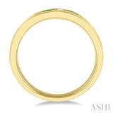 2.9 MM Emerald and 1/2 Ctw Round Cut Diamond Precious Wedding Band in 14K Yellow Gold
