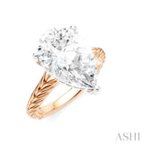 1/8 Ctw Pear Shape Round Cut Diamond Akari Wheat Shank Semi-Mount Engagement Ring in 14K Rose and White Gold