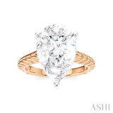 1/8 Ctw Pear Shape Round Cut Diamond Akari Wheat Shank Semi-Mount Engagement Ring in 14K Rose and White Gold