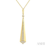 1/4 Ctw Tapered Drop Round Cut Diamond Fashion Pendant With Chain in 14K Yellow Gold