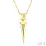 1/50 Ctw Pyramid Round Cut Diamond Fashion Pendant With Chain in 14K Yellow Gold