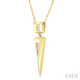 1/50 Ctw Pyramid Round Cut Diamond Fashion Pendant With Chain in 14K Yellow Gold