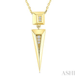 1/50 Ctw Pyramid Round Cut Diamond Fashion Pendant With Chain in 14K Yellow Gold