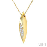1/10 Ctw Marquise Shape Round Cut Diamond Fashion Pendant With Chain in 14K Yellow Gold