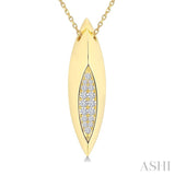 1/10 Ctw Marquise Shape Round Cut Diamond Fashion Pendant With Chain in 14K Yellow Gold