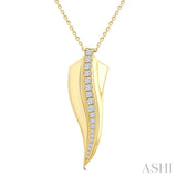 1/3 Ctw Flame Curve Round Cut Diamond Fashion Pendant With Chain in 14K Yellow Gold