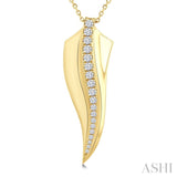 1/3 Ctw Flame Curve Round Cut Diamond Fashion Pendant With Chain in 14K Yellow Gold