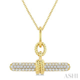 1/3 Ctw Round Cut Diamond T-Bar Fashion Necklace in 10K Yellow Gold