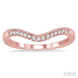 1/10 Ctw Chevron Milgrain Wall Round Cut Diamond Wedding Band in 14K Rose Gold