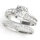 14kt gold Single Row Engagement Ring Prong Set