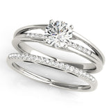 14kt gold Single Row Engagement Ring Prong Set