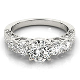 14kt gold Single Row Engagement Ring Prong Set