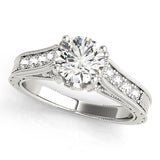 14kt gold Single Row Engagement Ring Prong Set