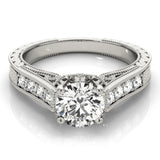 14kt gold Single Row Engagement Ring Prong Set