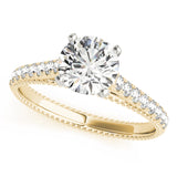 14kt gold Single Row Engagement Ring Prong Set