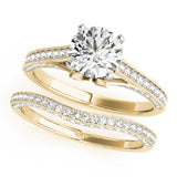 14kt gold Single Row Engagement Ring Prong Set