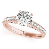 14kt gold Single Row Engagement Ring Prong Set