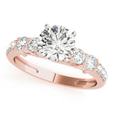 14kt gold Single Row Engagement Ring Prong Set