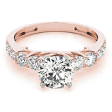 14kt gold Single Row Engagement Ring Prong Set
