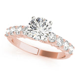 14kt gold Single Row Engagement Ring Prong Set
