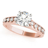 14kt gold Single Row Engagement Ring Prong Set