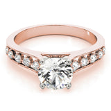 14kt gold Single Row Engagement Ring Prong Set