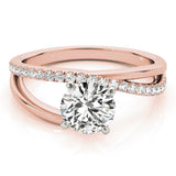 14kt gold Single Row Engagement Ring Prong Set