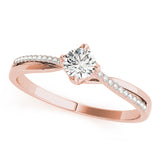 14kt gold Single Row Engagement Ring Prong Set