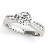 Silver Single Row Engagement Ring Channel Set