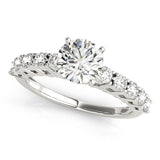Silver Single Row Engagement Ring Prong Set